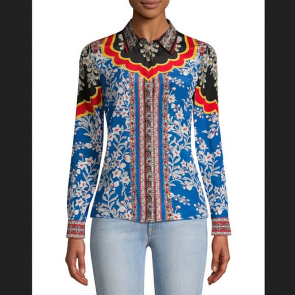 Alice + Olivia Willa Floral Print Silk Blouse NWT - Picture 8 of 8